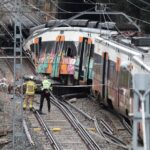 Comboio colide com grua na Espanha